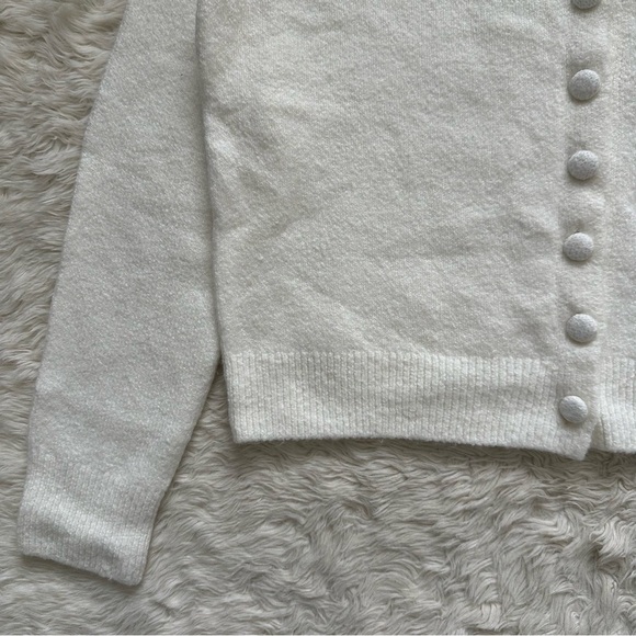 Madewell Sweater Cotton-Blend Cardigan Covered Buttons Winter White M NWT New - Picture 7 of 12